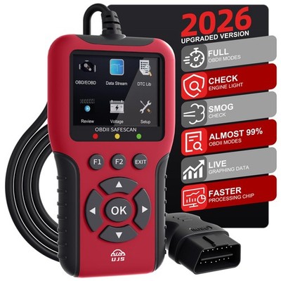 UJS 2026 Enhanced Universal OBD2 Scanner, Check Engine Code Reader - Red 