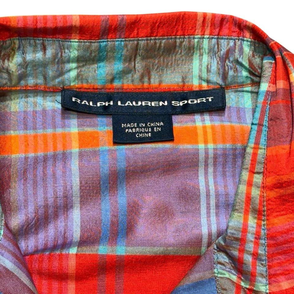 Ralph Lauren Sport Mujer’s Pequeña Chaqueta a Cuadros Roja Azul Cremallera Recortada Y2K De Colección Foto 4 de 4