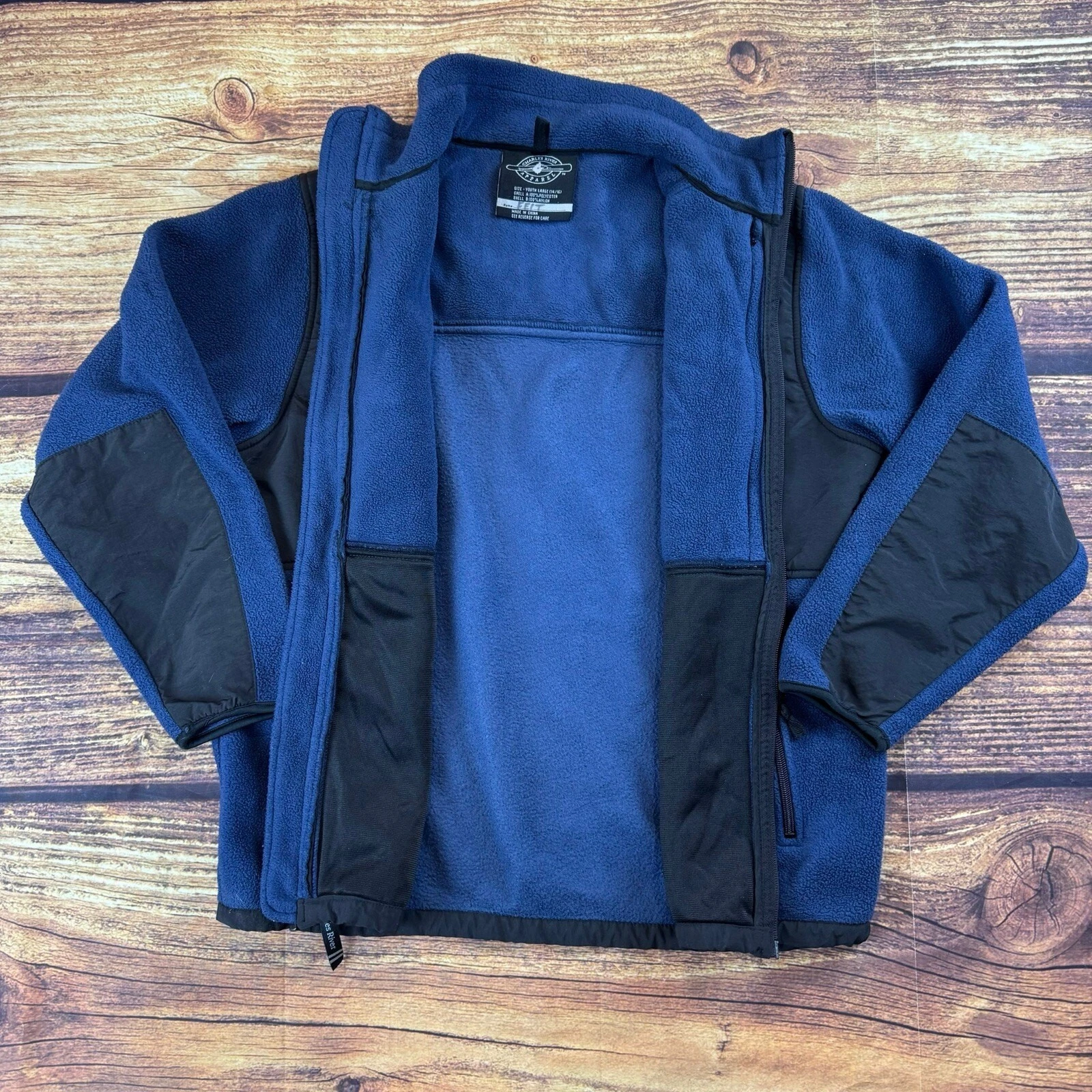 VETEMENTS Charles River Apparel Giacca Pullover Ragazzo Ragazzo Nero Blu Full Zip Taglia Large