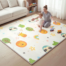 Baby Play Mat   Foldable 78"X51" XPE Foam Baby Floor Play Mat with Fabric Surfac