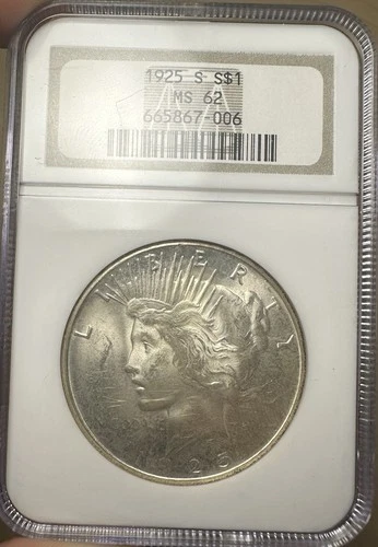 1925 S Peace Silver Dollar NGC MS-62 OLD HOLDER FATTY