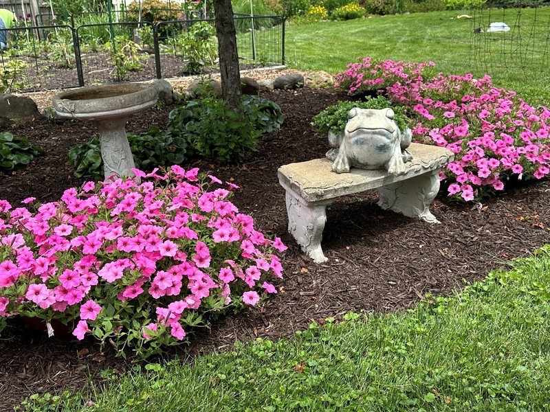 Matching Concrerte Small Bench & Birdbath Set