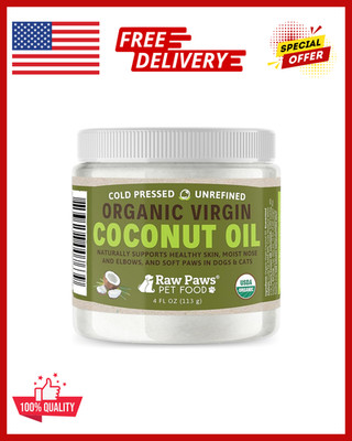 Virgin Organic Coconut Oil for Dogs & Cats, 4-oz - Treatment for Itchy Skin, Dry