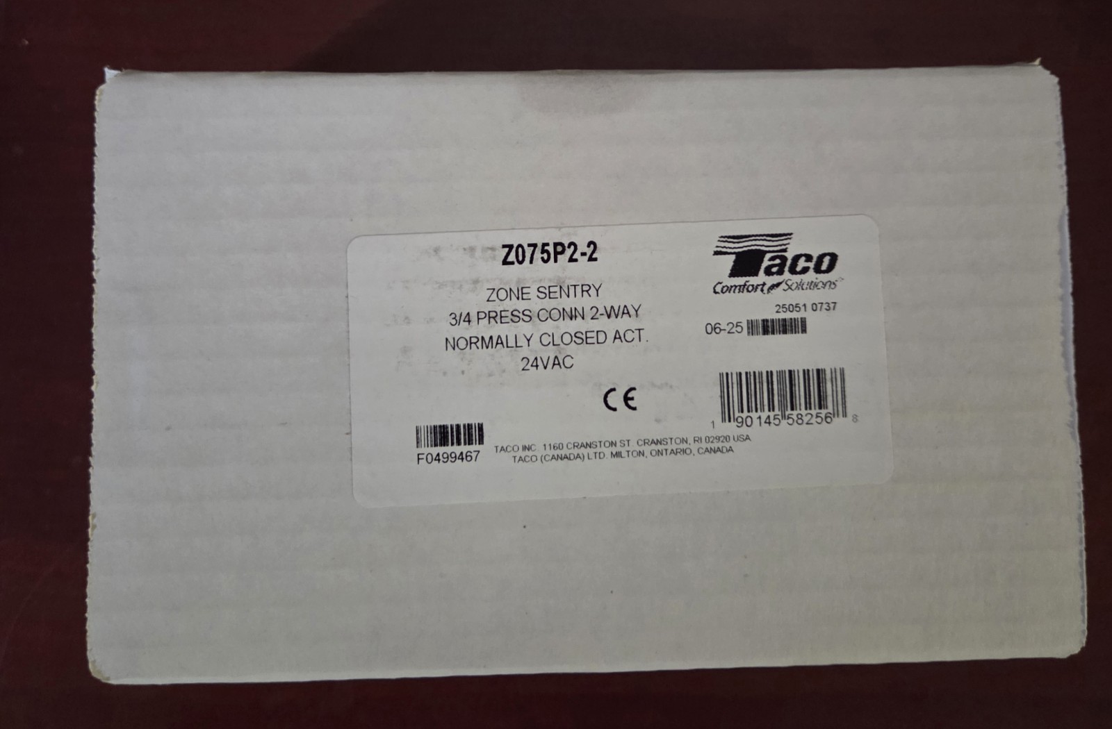 Taco Z075P2-2 3/4" Pro Press connections - 2-Way 24V NC Zone Valve