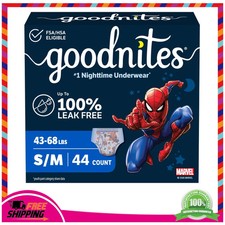GoodNites Boys Nighttime Underwear, Size S/M, 44 Ct, 2 Packs of 22