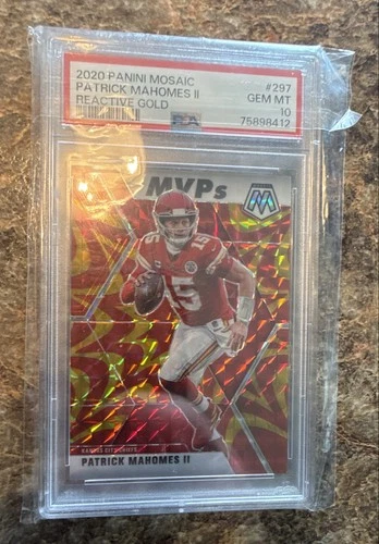 2020 Panini Mosaic - MVPs Patrick Mahomes II #297 Reactive Gold Mosaic Prizm