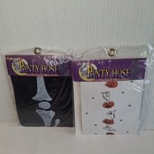 Vintage 1995 Halloween Panty Hose Ghost With Pumpkin And Skeleton New Old Stock