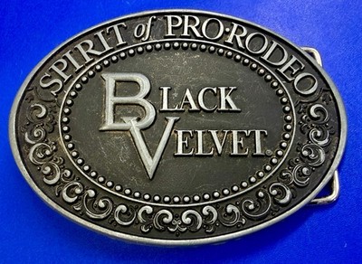 Black Velvet Spirit of Pro Rodeo Blended Canadian Whiskey Promo Belt Buckle