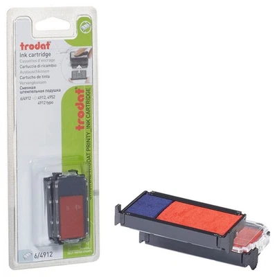 trodat Ersatzstempelkissen 6/4912/2 blau/rot 4,7 x 1,8 cm, 2 St.