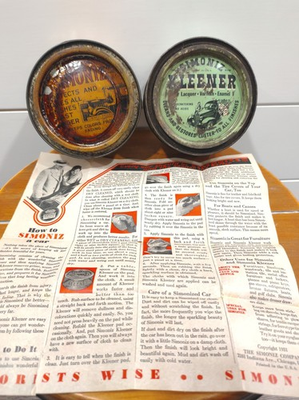 #ad Vintage Simoniz Advertising Oil Polish Can Old Early Auto Graphic Litho Empty $25.00