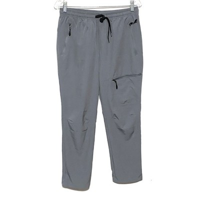Gray Athletic Pants Womens M Elastic Waist Zip Pockets Athleisure Sporty Comfort