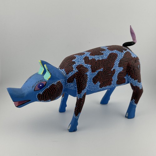 Signed Alebrije Pig by Francisco Sosa Ojeda Wood Sculpture Mexican