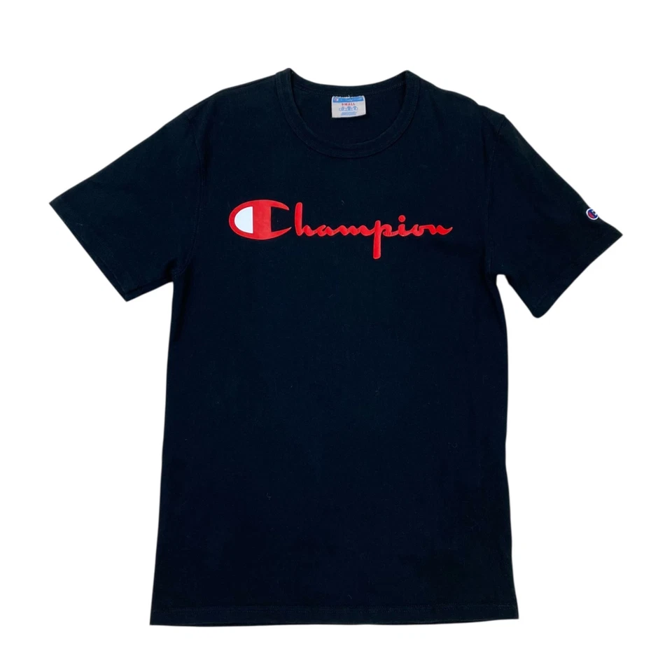 Champion T Shirt Vintage Reverse Weave Homme S Noir 80s Graphique - Photo 1/4