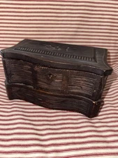 Antique Early Folk Art Carved Wood Sewing Box Ensemble 