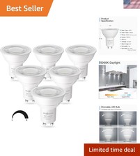 6 -Pack GU10 LED Bulbs 5.5W Dimmable Daylight 5000K Full Glass Recessed Track.