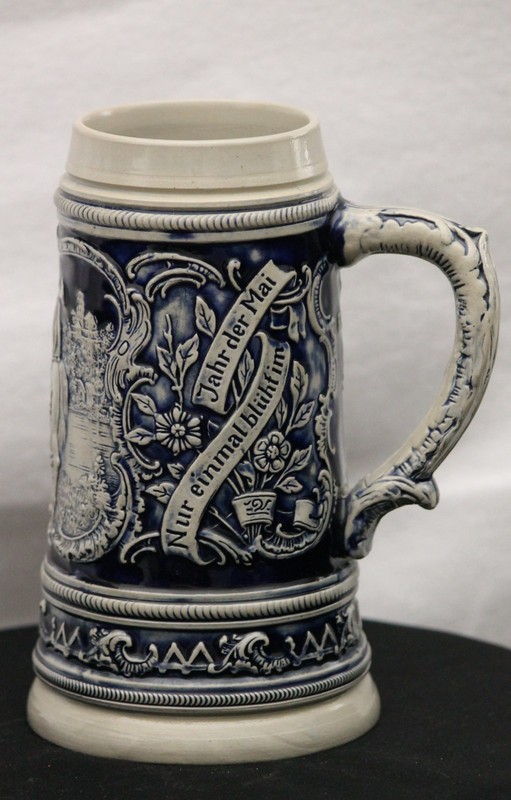 Alt Grenzau Stein #17 Trumpeter of Sackingen Blue Grey Stoneware Relief Decorati