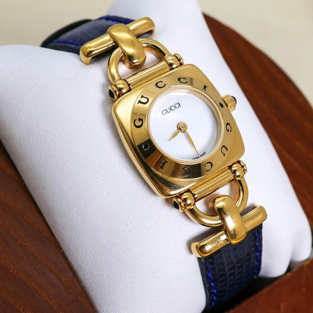 Gucci 6300L Orologio Quarzo Lunetta Pelle Spazzatura Non Funzionante Pulsante R mø