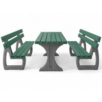Hanit Tisch-Set Tivoli GartenmöBel Tisch + 2 BäNke Outdoor Grau-GrüN