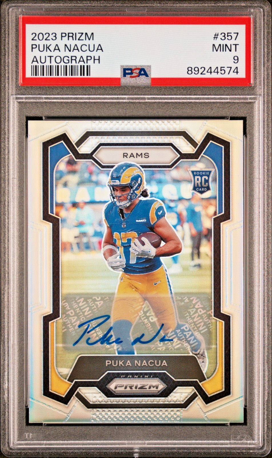 Puka Nacua 2023 Panini  Prizm Silver Auto #357 Rookie RC   Rams