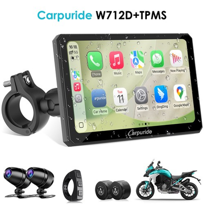 #ad Carpuride W712D TPMS Wireless Carplay Wired Controlled Rotatable screen Dash Cam $269.99