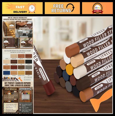 Wood Filler Sticks - 16 Color Crayons for Scratches, Scuffs, Cracks & Touch-Ups