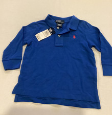 Polo Ralph Lauren Toddler 18M Long Sleeve Striped Polo Shirt blue Preppy new