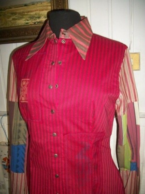 Chemisier Save The Queen Rouge Rayé Taille L (38/40) - Manches Longues, Matières élastique Et Toile, Occasion Bon état
