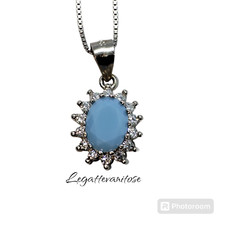 collana donna argento 925  con pendente kate  pietra azzurra angelite