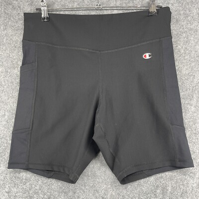 Champion Black Ribbed Biker Shorts Women's XL