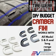 TESLA Model S X PLAID-REAR CAMBER KIT ALIGNMENT SHIMS - TIRE WEAR FIX 0.7 1.5deg