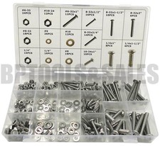224pc Stainless Steel Bolt/Nut/Washer Assortment Set w/ Case