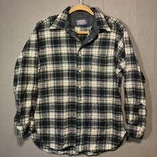 Pendleton Plaid Shirt Vtg Men M 100 Virgin Wool Dress Campbell Tartan USA Read
