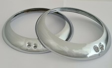Nobel 200 Headlamp Rim Set x 2 - Chrome on Steel, Made in England,