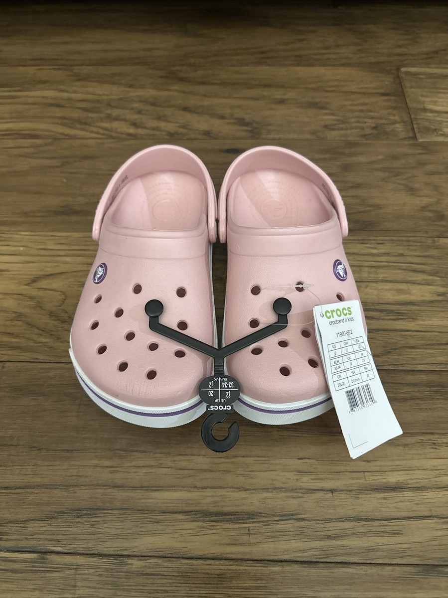 NWT NEW Kids Crocs J2 Crocband II 11990-6E2 Pink Purple Line