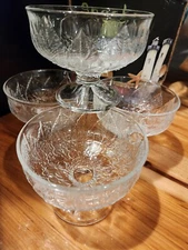 HOME BEAUTIFUL Snow Flower footed Sherbet bowls Set of 4 RE100/412