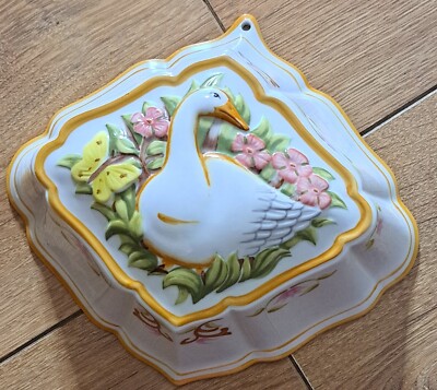 Franklin Mint le cordon bleu ceramic floral duck jelly jello mold vintage