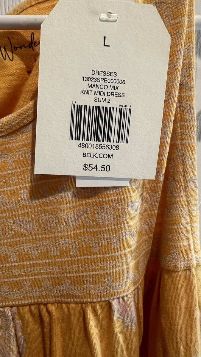 Wonderly By Belk Mango Mix Knit Midi Dress SZ L NWT | eBay