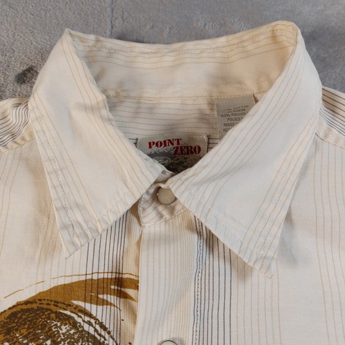 Point Zero Men’s Shirt Size Small Gothic Cowboy Pearl Snap White Shirt w/ Skulls - Picture 10 of 11