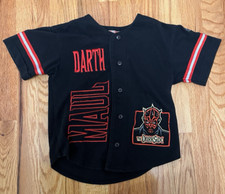 Vintage Star Wars Darth Maul Black Red Baseball Jersey Kids Size 6 Stitched
