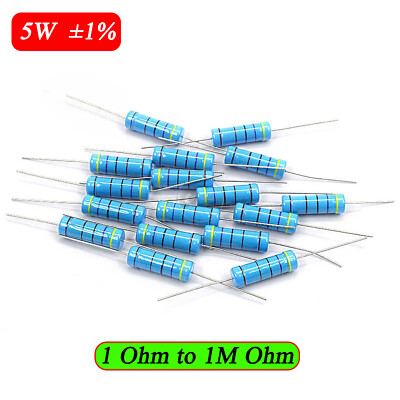 5W Big Power Metal Film Resistor 1% Full Range of Values 1 Ohm to 1M Ohm 5/50pcs