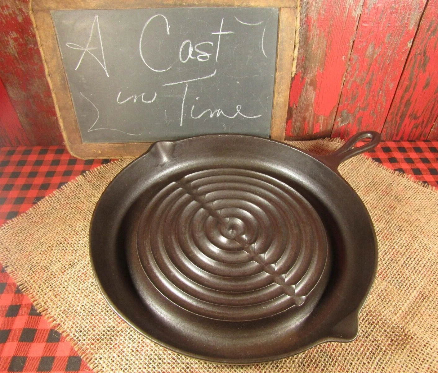 Vintage Favorite Piqua Ware Cast Iron Broiler Skillet, USA made - Restored
