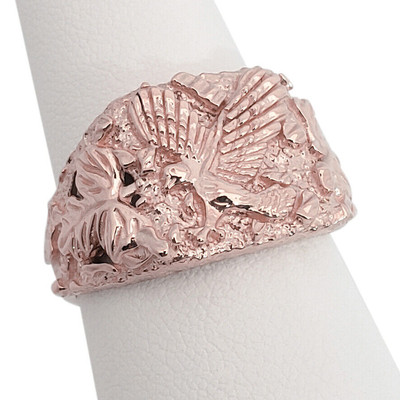 Massiver 10K Rotgold großer Adlerblatt Herren Nugget Ring, Größe 5 - 15