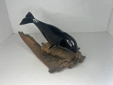 Beluga Whale Sculpture by JOHN PERRY Figurine on Burlwood