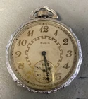 Antique Elgin Art Deco Pocket Watch - Silver Tone