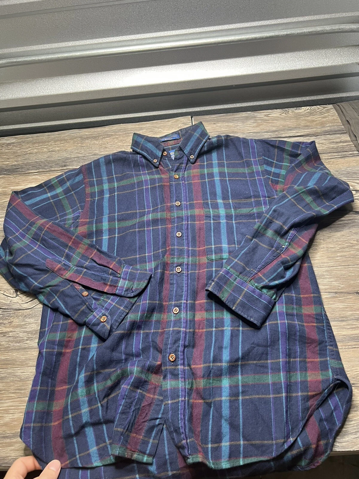 Vintage Pendleton Fireside Shirt Mens Medium Blue Plaid Lobo Flannel Made In USA