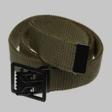 US MILITARY GRADE OD GREEN WEB BELT WITH BLACK BUCKLE 54" INCHES USA MADE