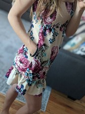 Guess strapless silky pocketed floral mini dress xs
