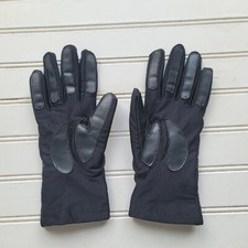 Vintage Thinsulate Black Stretch Leather Fleece Lined Nylon Gloves OS