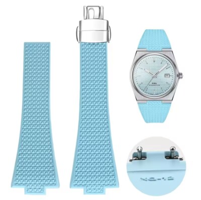 Rubber Watch Strap For Tissot PRX 40mm / 35mm Powermatic 80 Deployant Clasp