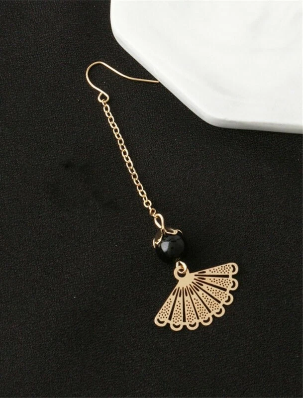 Pendientes estilo abanico borla pasador moda mujer joyería piedra ágata natural Foto 2 de 3